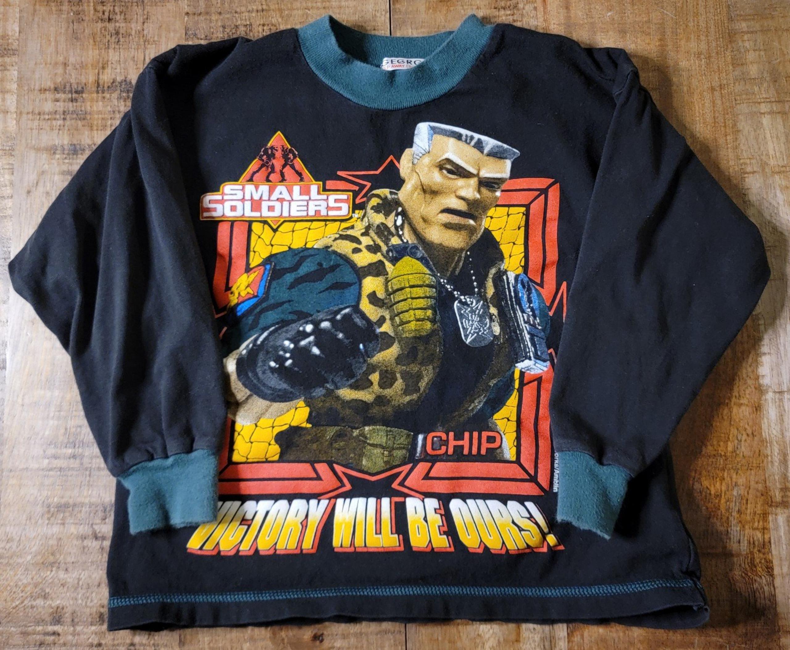 RARE Vintage Small Soldiers Chip 1998 Dream Works Kids Long Sleeve Black Shirt