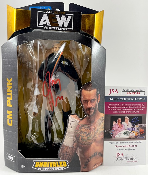 AEW CM Punk Signed All Elite Wrestling Unrivaled Exclusive Figure Auto JSA COA
