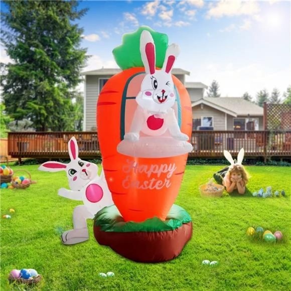 Easter Inflatables Easter Party Decorations - 5 FT LED Easter Bunny Decor