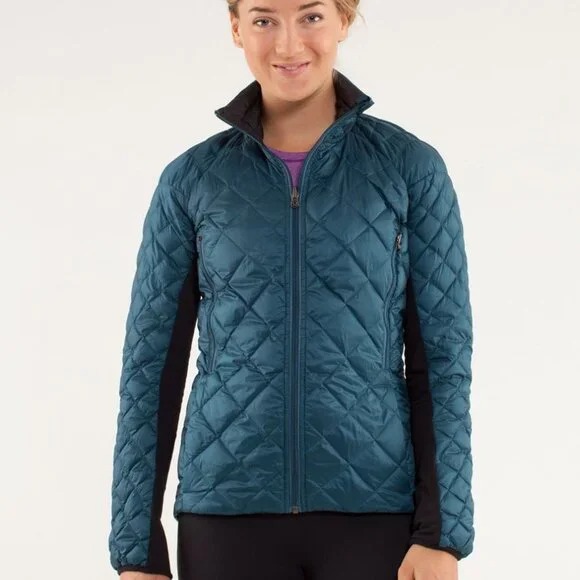Lululemon Women's Teal Run Turn Around Quilted Fill Winter Puffer Jacket Size 10