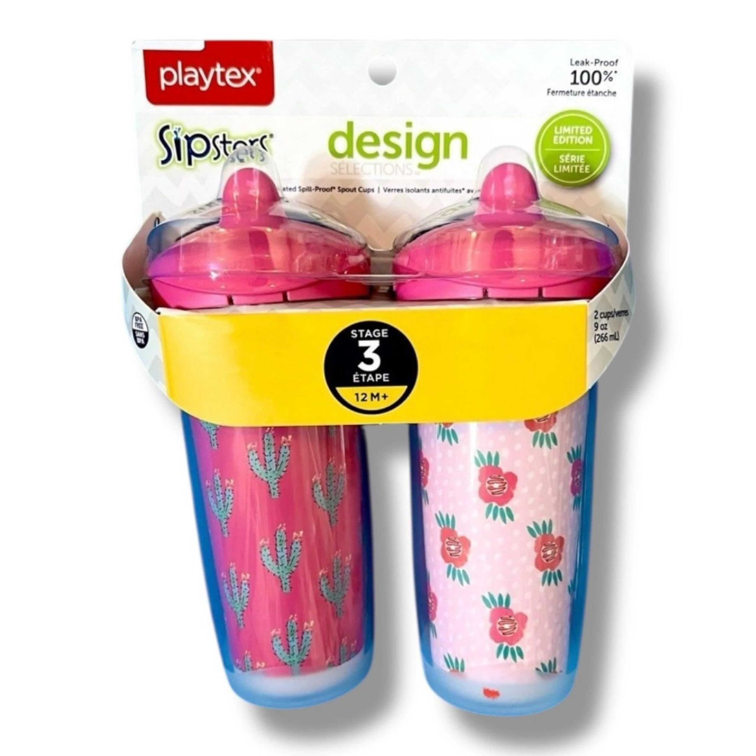 Cactus Design Series Playtex Sipster Insulated Sippy Cups with Spill Proof Valve