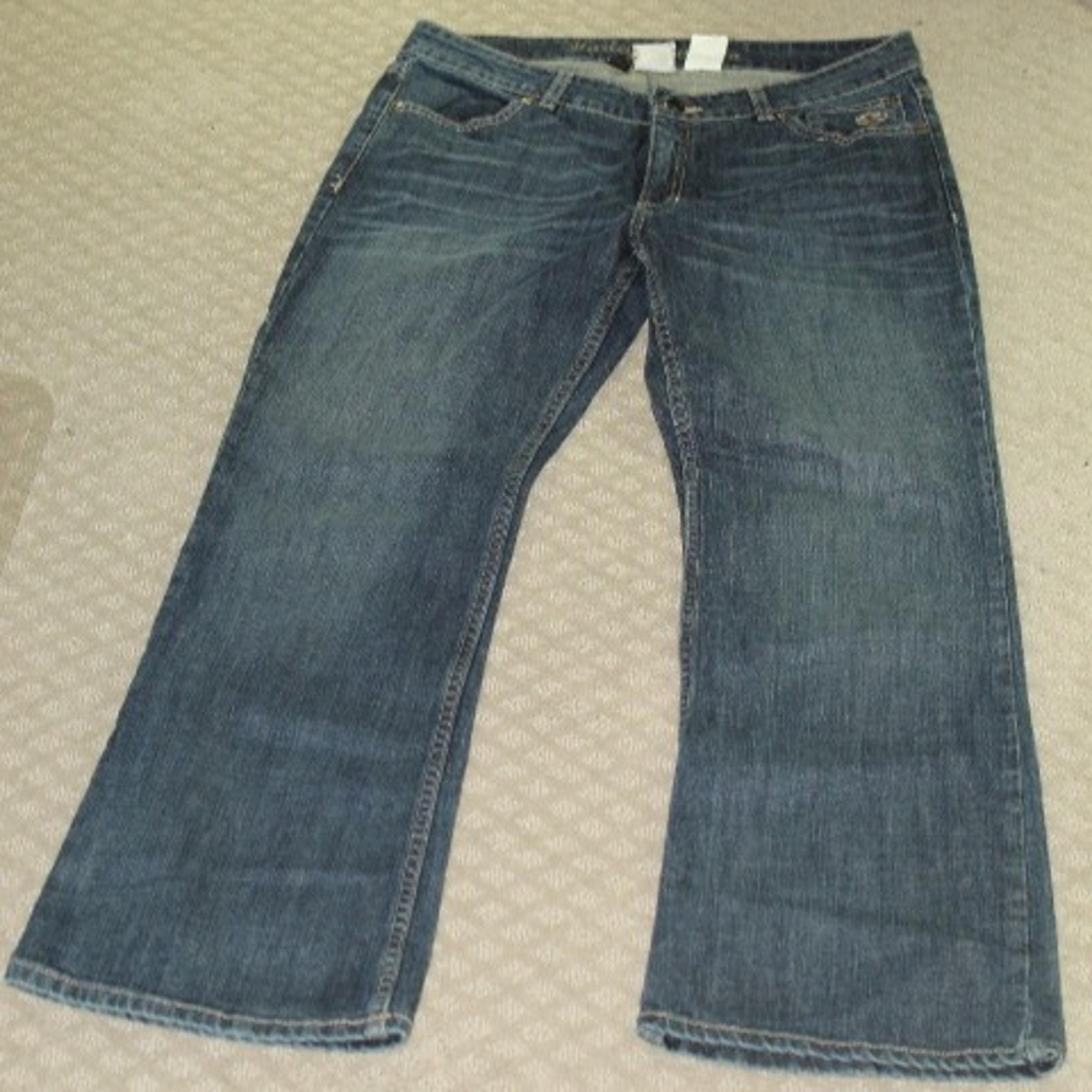 Harley Davidson Women's Petite 12 Mid Rise Wide Leg Blue Jeans