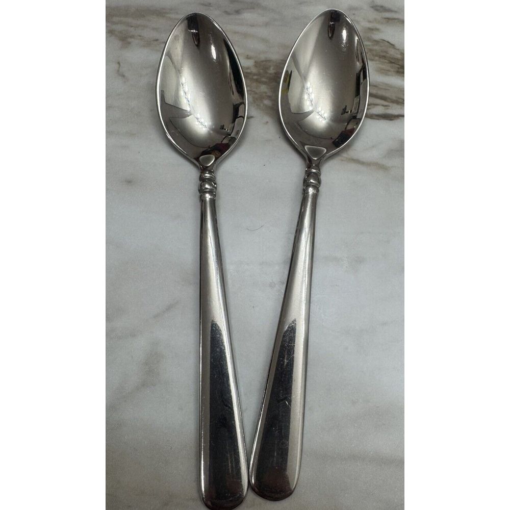 Lenox Pearl Platinum 18/8 Glossy Stainless Steel Teaspoons Set Of 2 Vtg