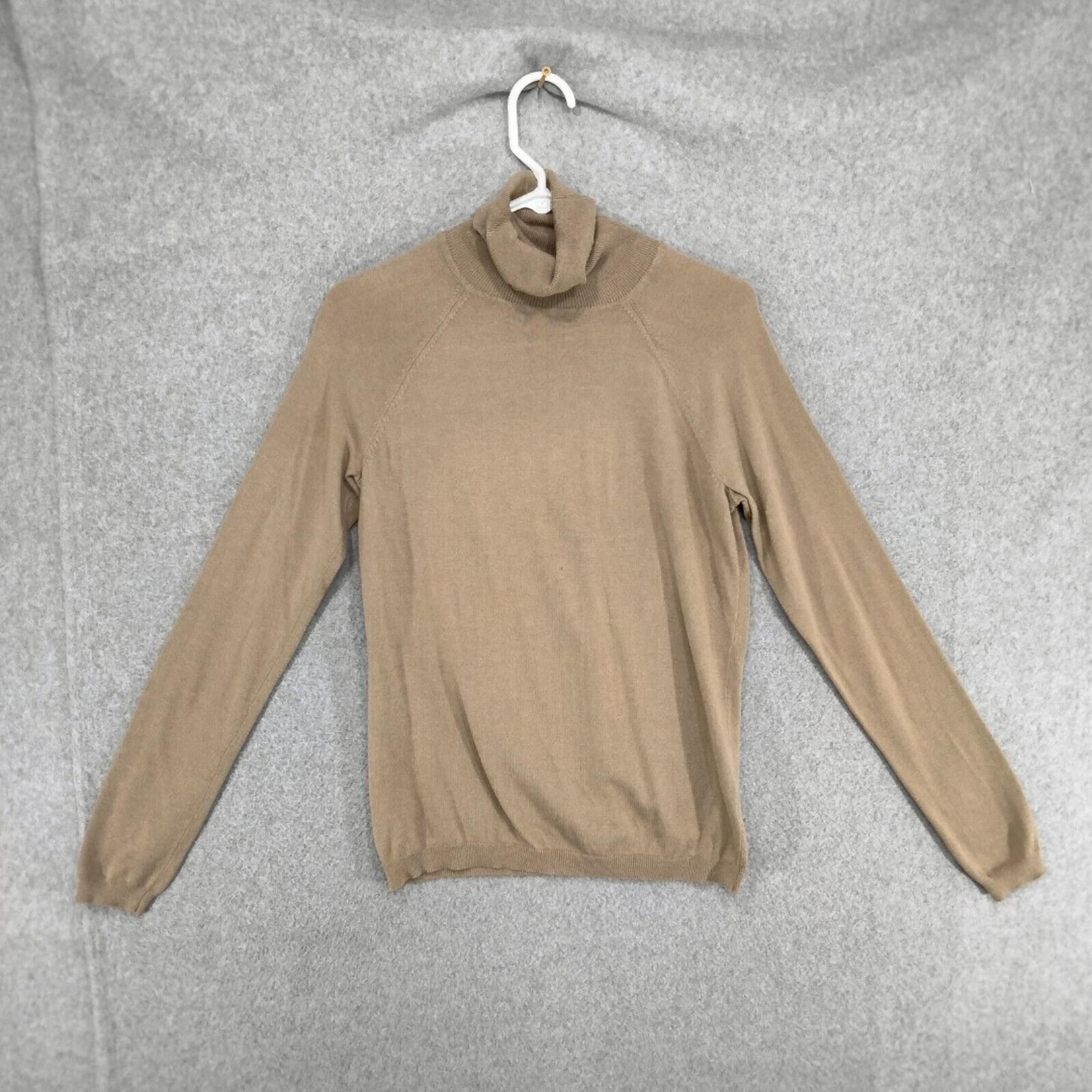 Talbots Pullover Sweater Womens Size S Light Brown Turtle Neck Long Sleeve Solid
