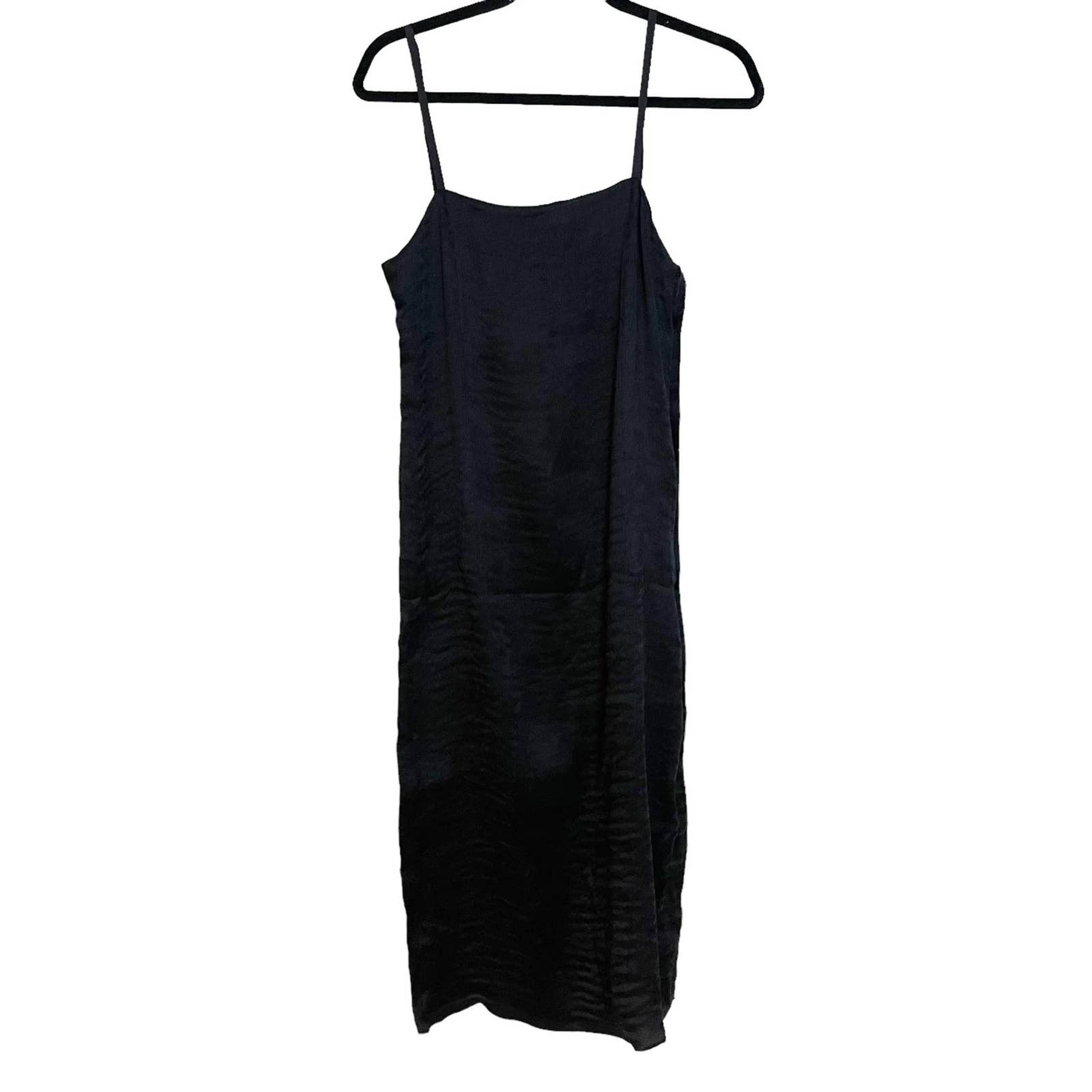 Tibi Women’s Textured Black Sleeveless Midi Dress Classic Column Style Size 6