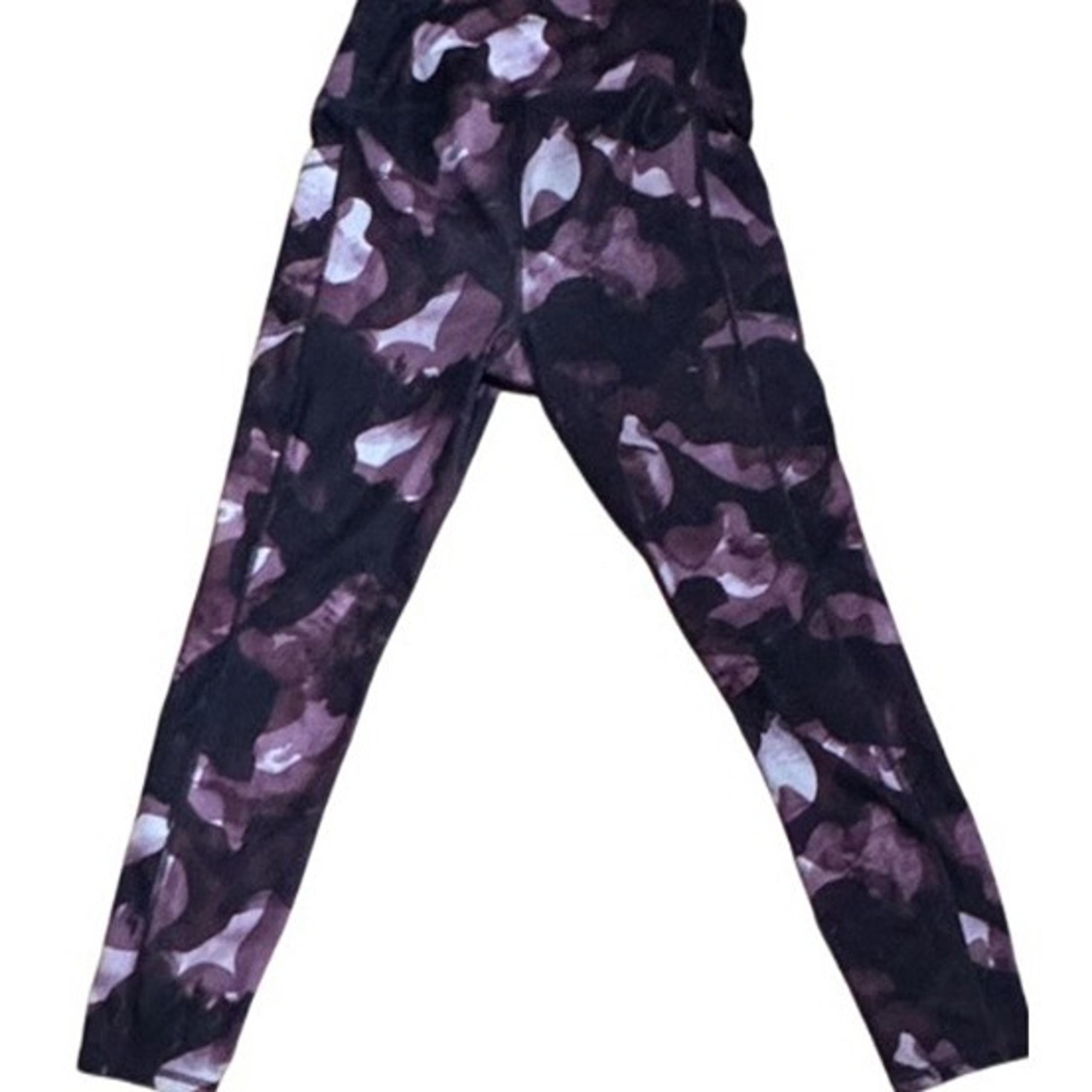 Gaia Chic Medium Black Pink Active Work Out Full Length Leggings with Pockets