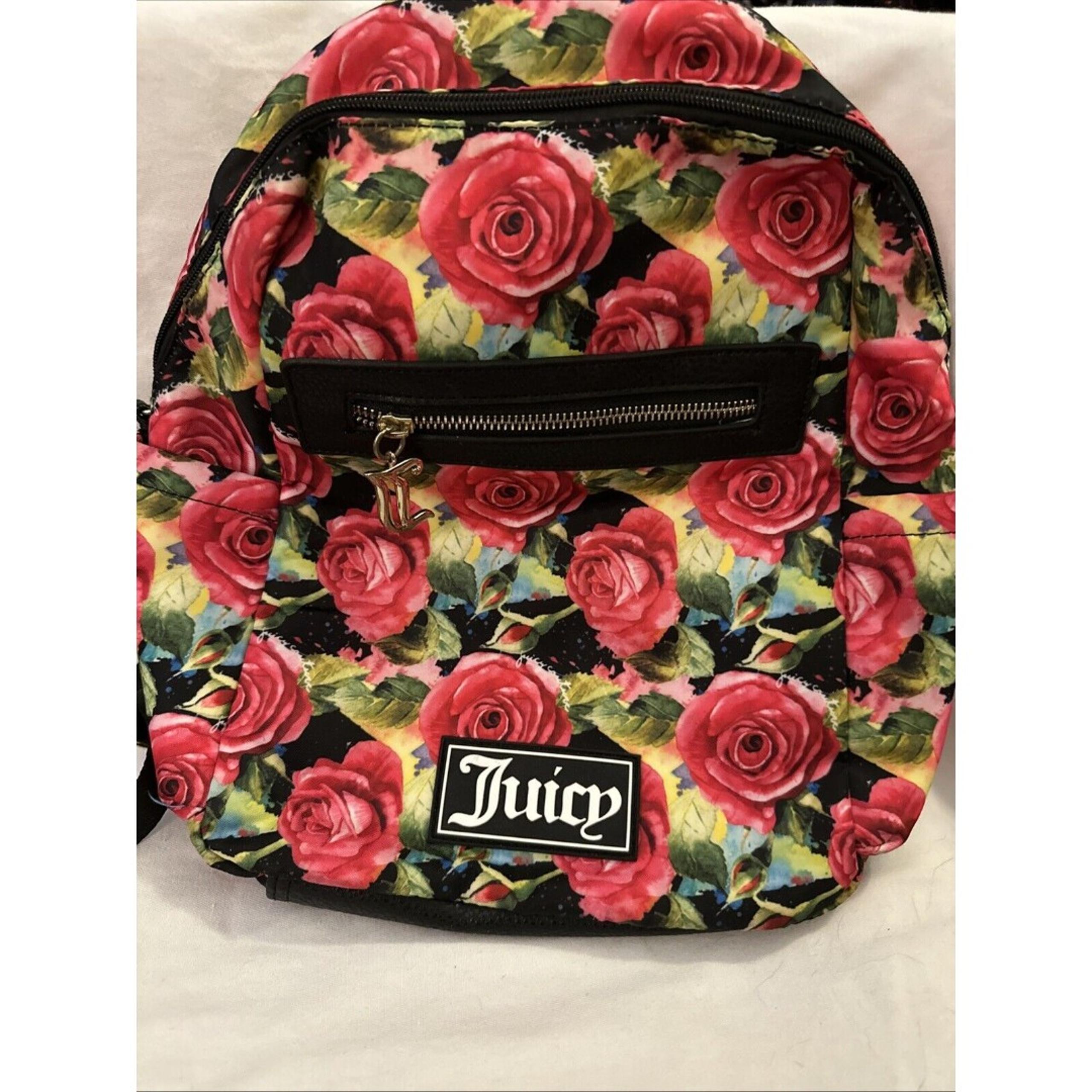 JUICY COUTURE Black Multi Rose Rosie Floral BlackPink MINI Backpack Bag