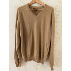 Mens Size M Club Room 100% Cashmere V-Neck Beige Sweater