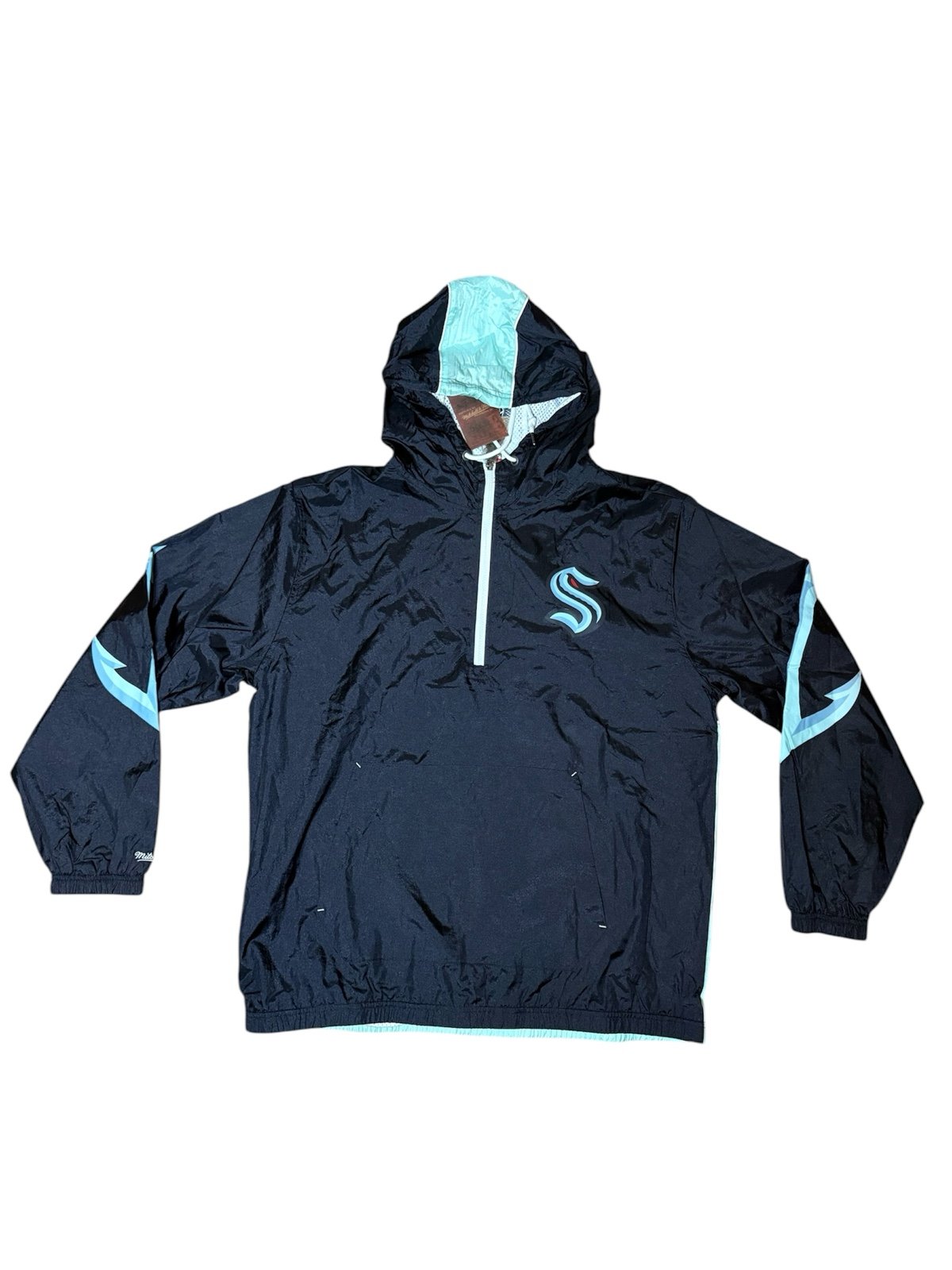 Mitchell & Ness Seattle Kraken Og Windbreaker Anorak Jacket 1/2 Zip Pullover XL