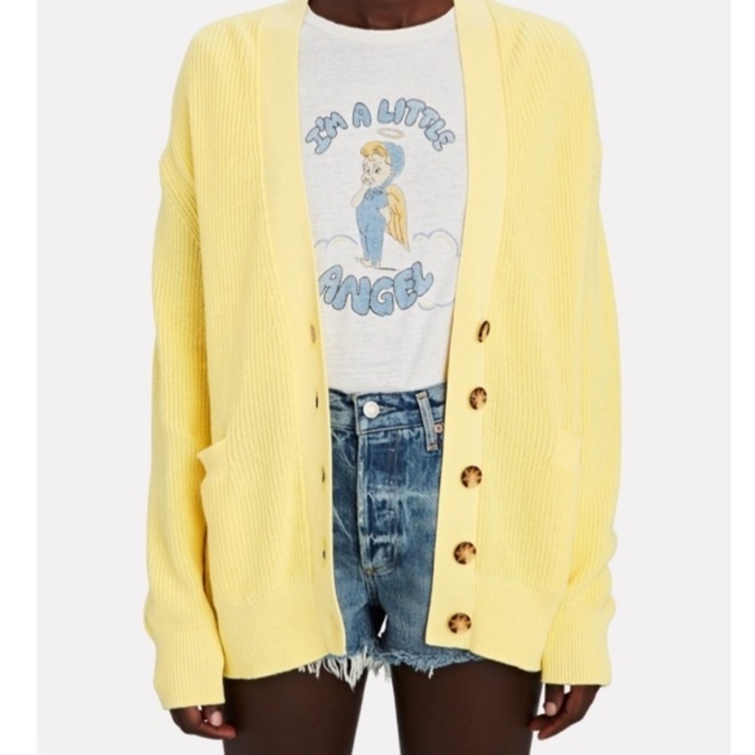 New RE/DONE The 90s oversized cardigan in Lemon yellow Medium