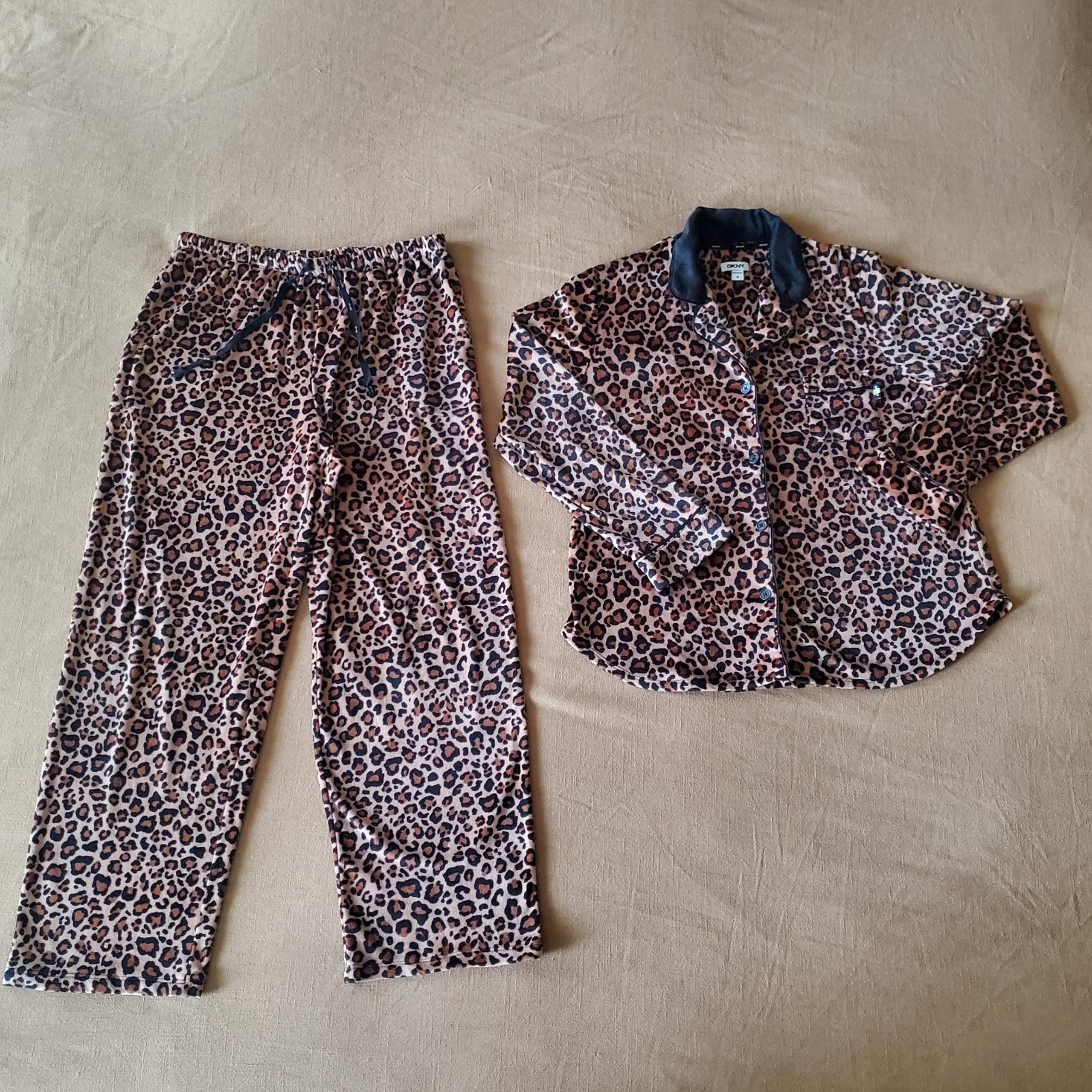 DKNY Animal Print Women's Cotton Blend Leopard Pajama Set Medium