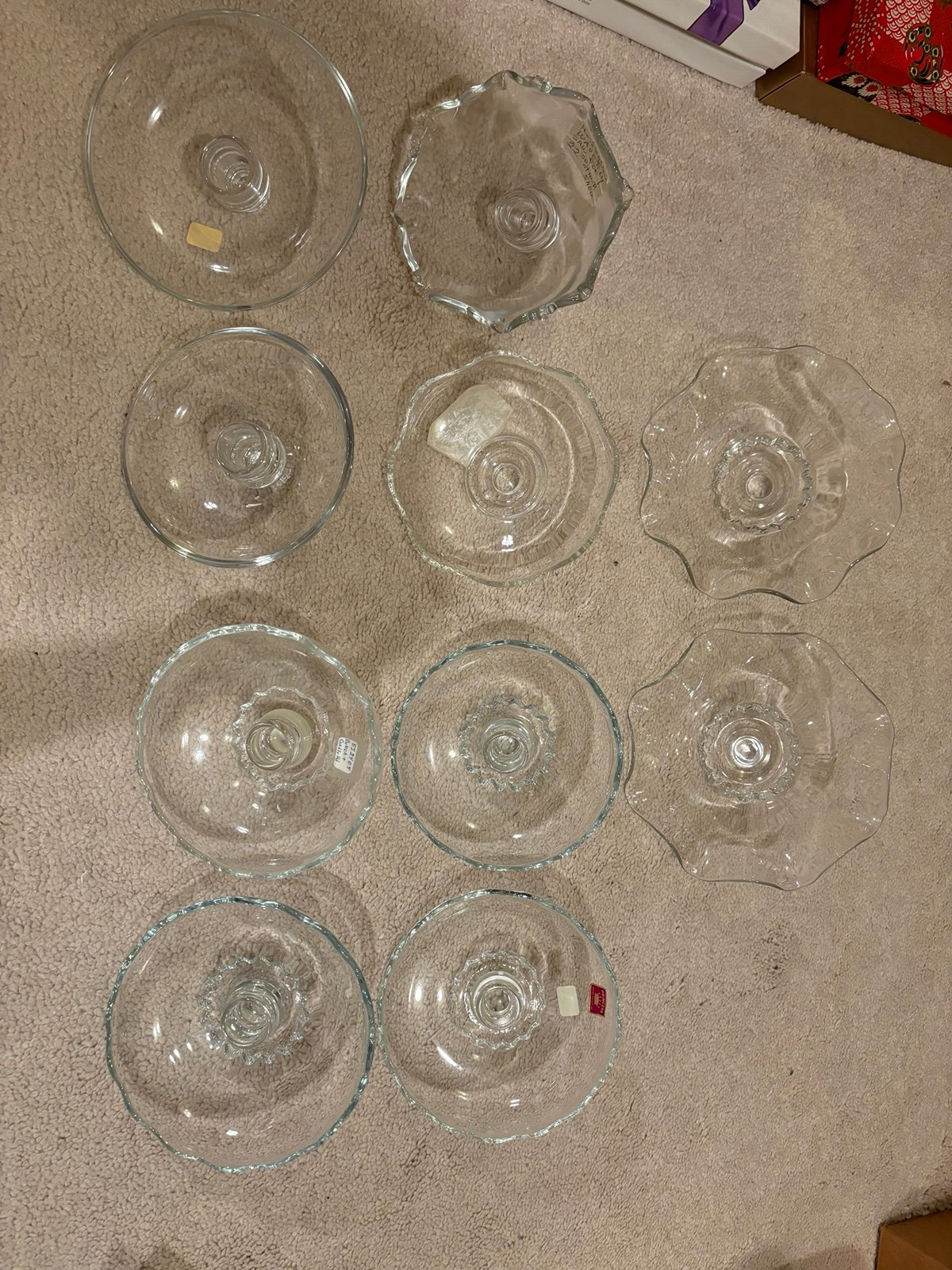 Lots of Cambridge Arms Candelabra Candleholder Clear Glass PEG NAPPY/Viking