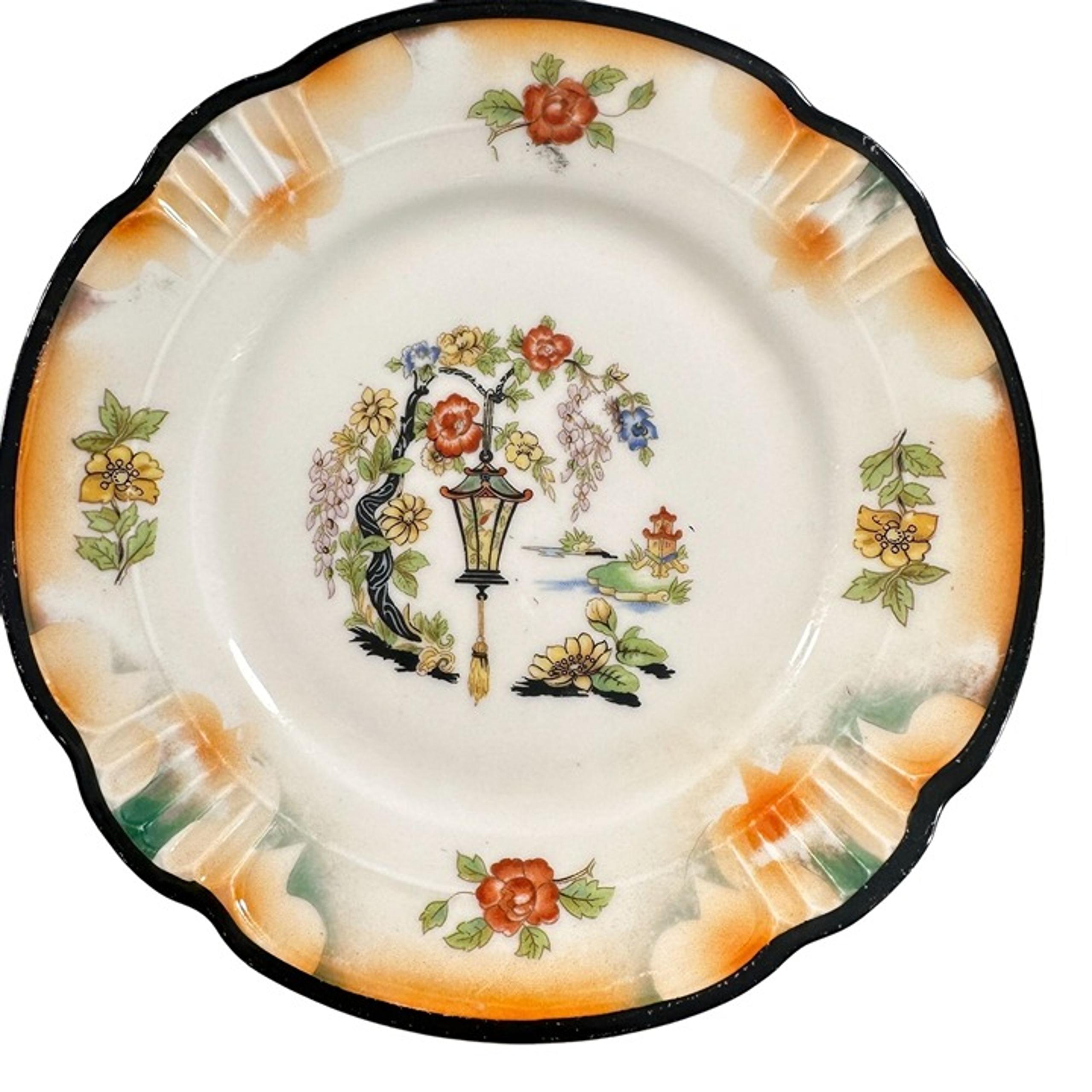 Lusterware Japanese Garden Plates German Bread Butter Dessert Plate Hand Painted