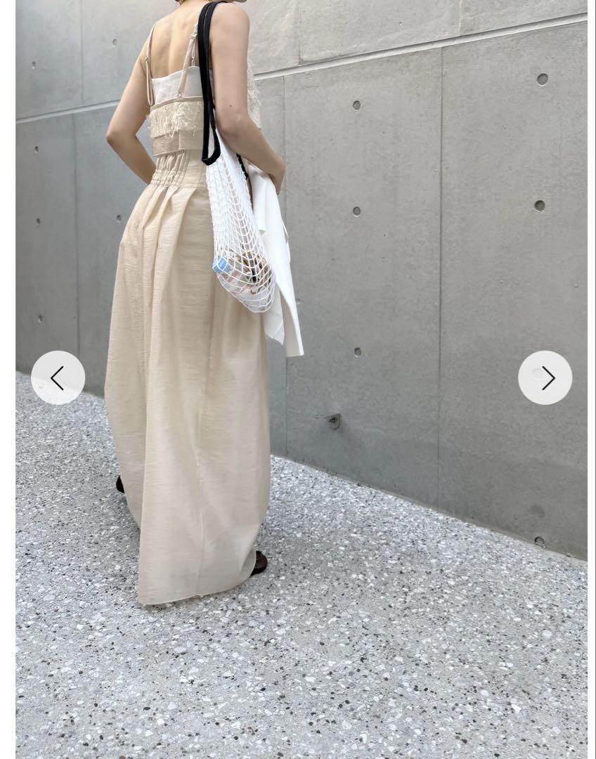 熱い販売 CHIEKO+ organdy maxi skirt beige 38 brand new Maxi スカート