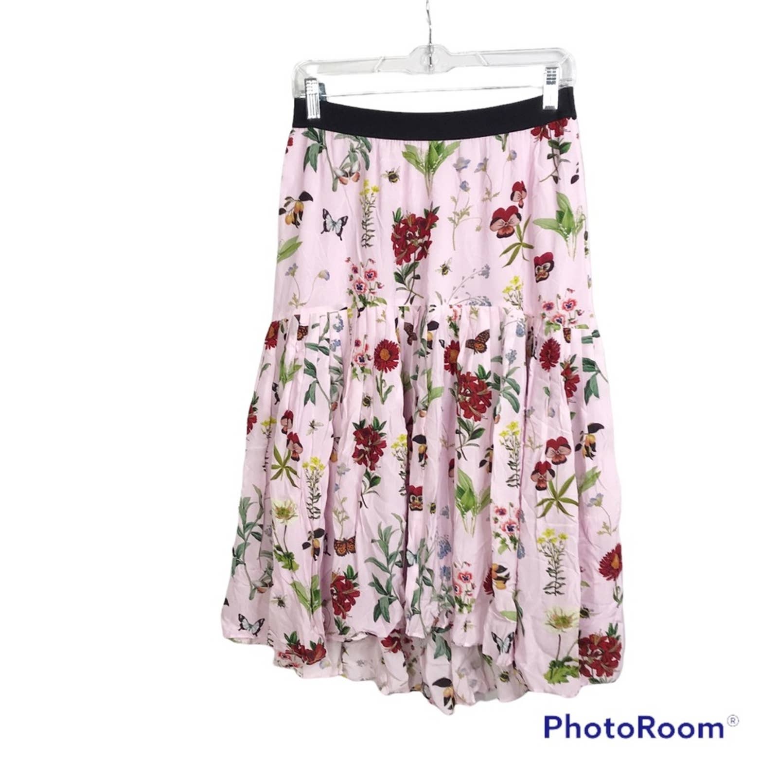 Joie Lilac purple all over floral print semi tiered style mini skirt size M