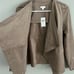 J. Jill Faux Suede Open Front Waterfall Jacket Size XSP NWT Sandalwood Tan Brown