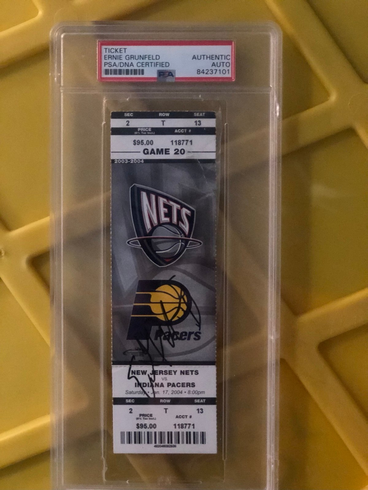 Signed Ernie Grunfeld 2004 ticket
