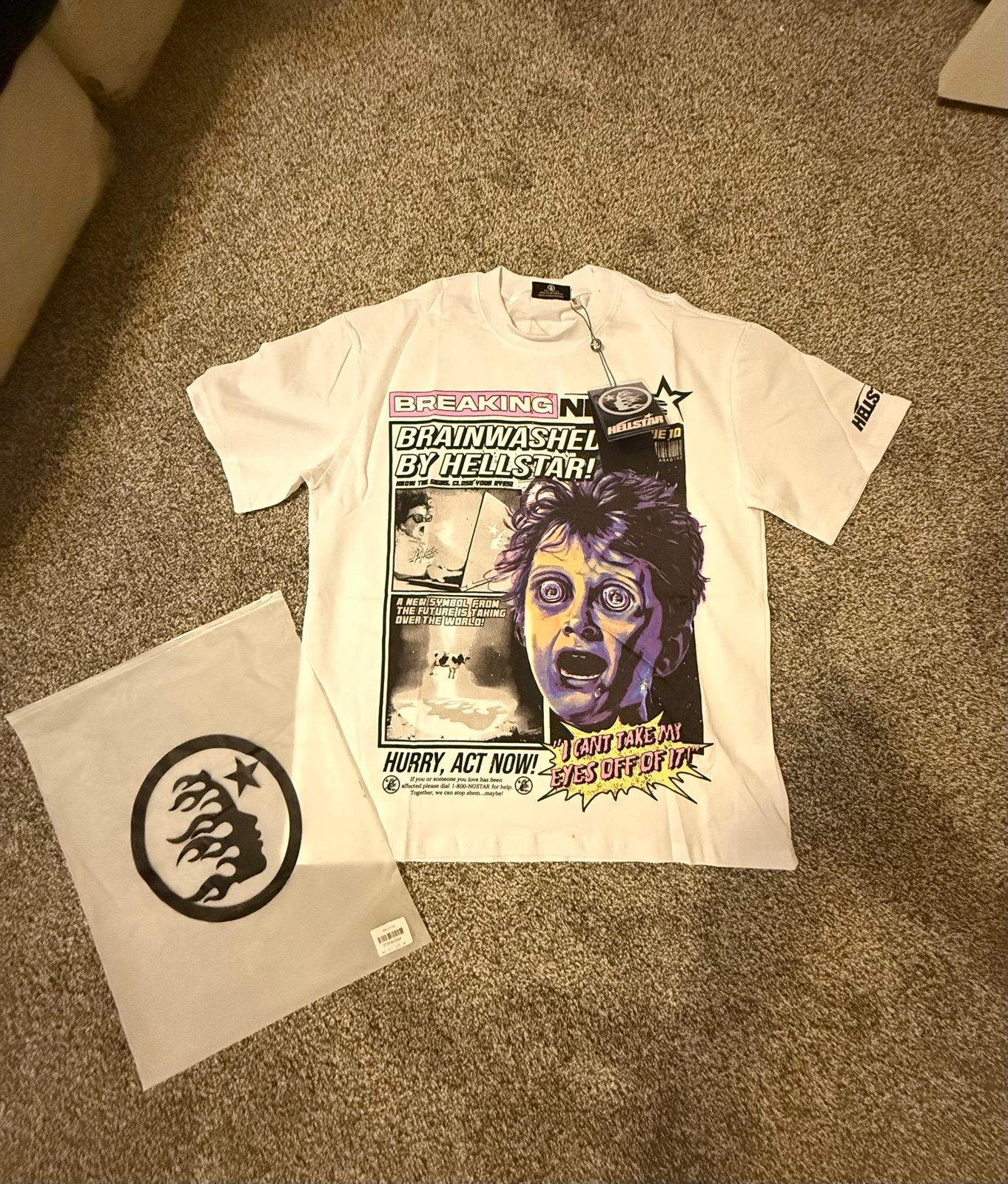 Hellstar Breaking News T-Shirt ‘White’ - Size M