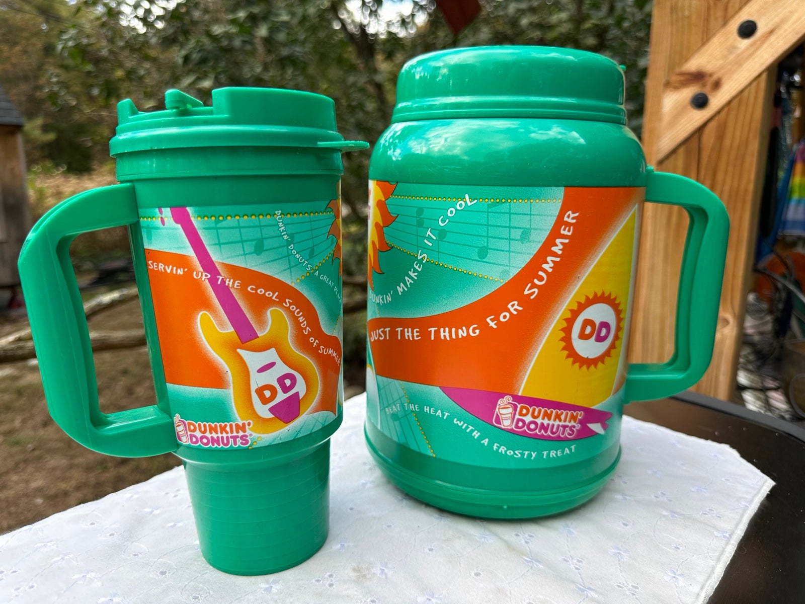 DD Frosty Treat Whirley Summer Insulated Traveler Mugs With Lids *No Straw*