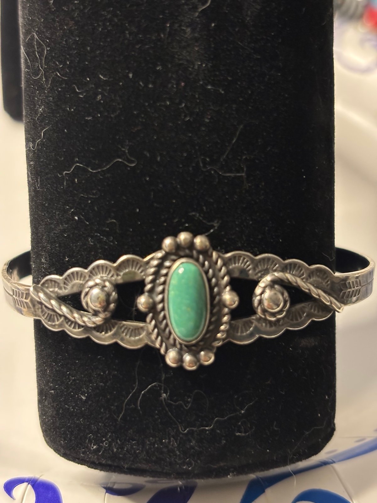 c1960's Bell Trading Post Sterling and Turquoise Cuff Bracelet