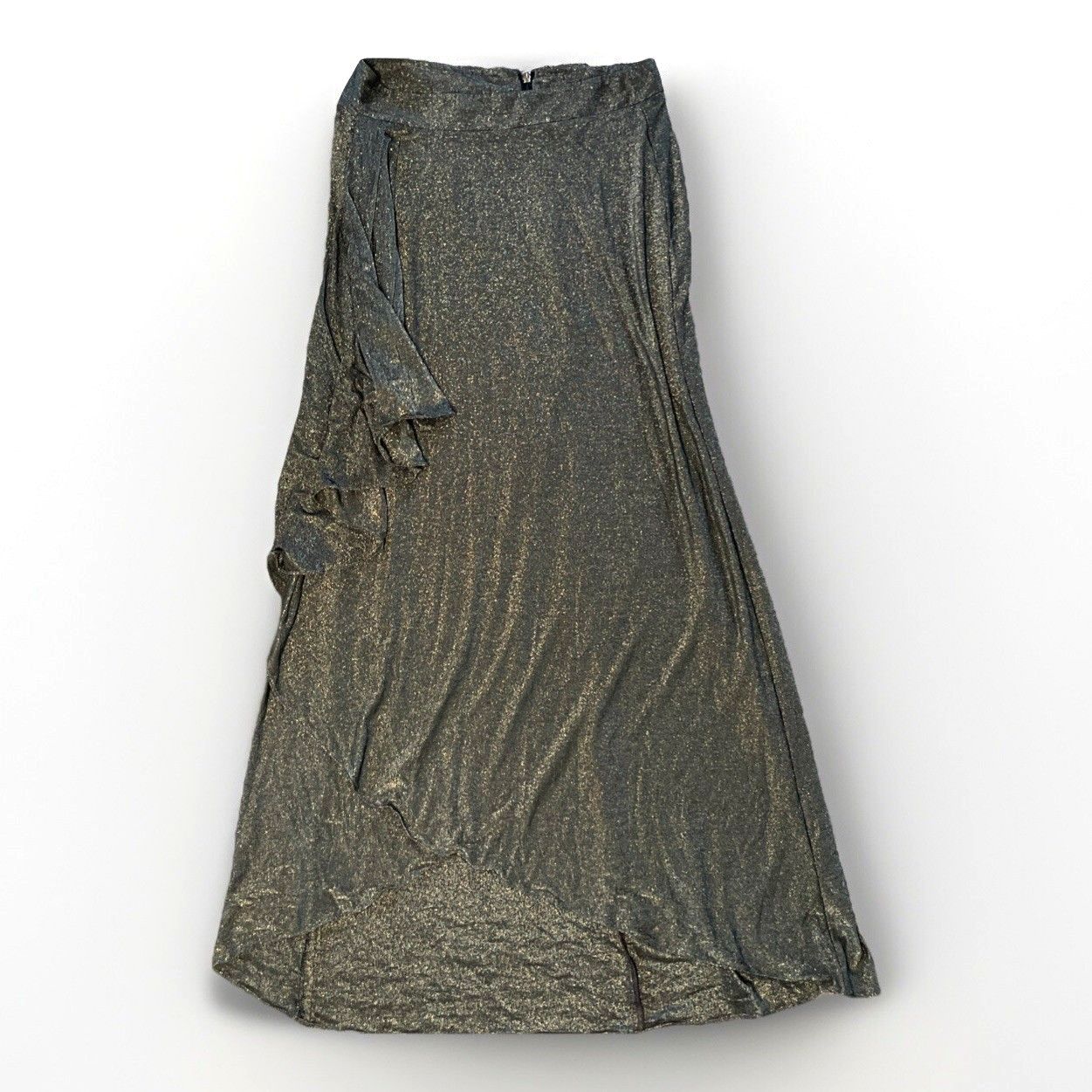 Haute Hippie The Daylight Skirt Size 6 Gold Metallic Maxi Wrap Ruffle Detail