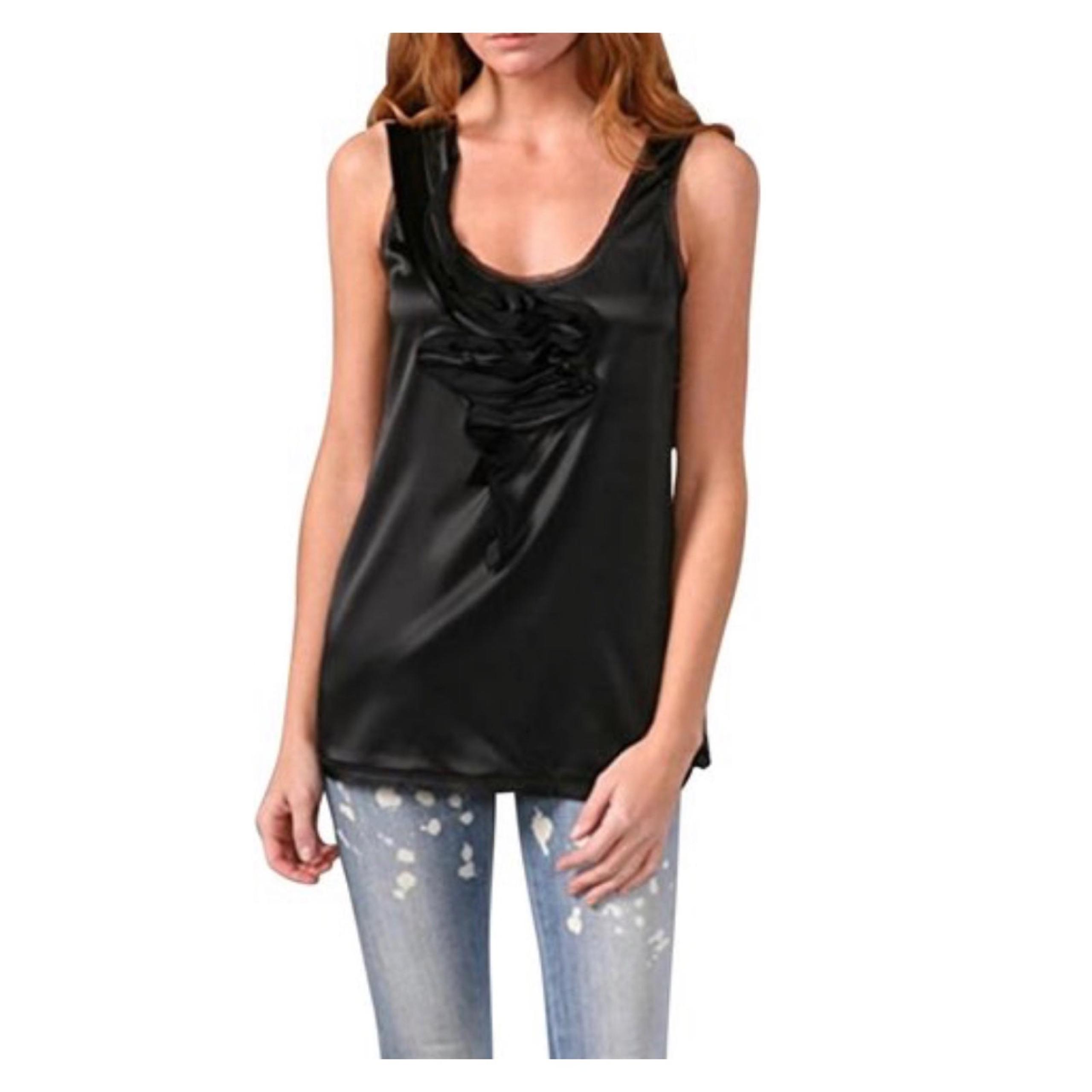 Diane Von Furstenberg Silk Satin Top Cami Sz 4 Black