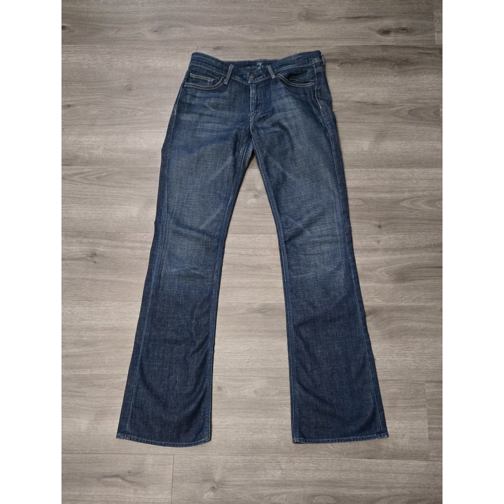 7 for All Mankind Flynt Jeans Women 28 (29x32) Blue Mid Rise Flared Dark Wash