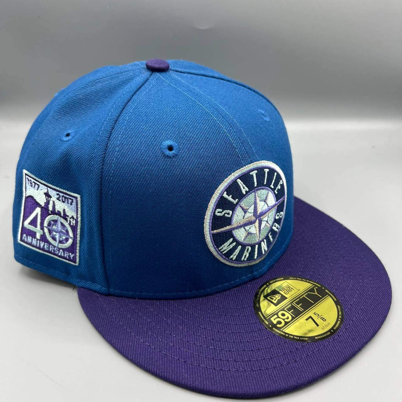Seattle Mariners Hat Men 7 5/8 Blue Purple 59Fifty New Era Fitted Cap New