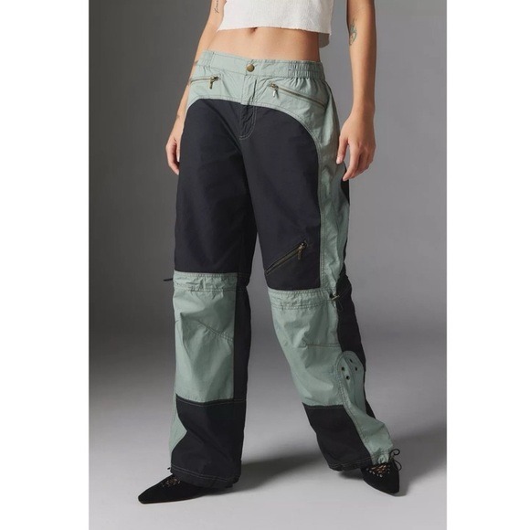 UO Silence + Noise Sage Lee MotoCross Pants Baggy Streetwear Color block Large