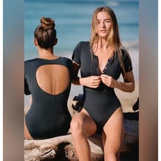 Andie The Augusta One Piece Black Snap-front Swimsuit