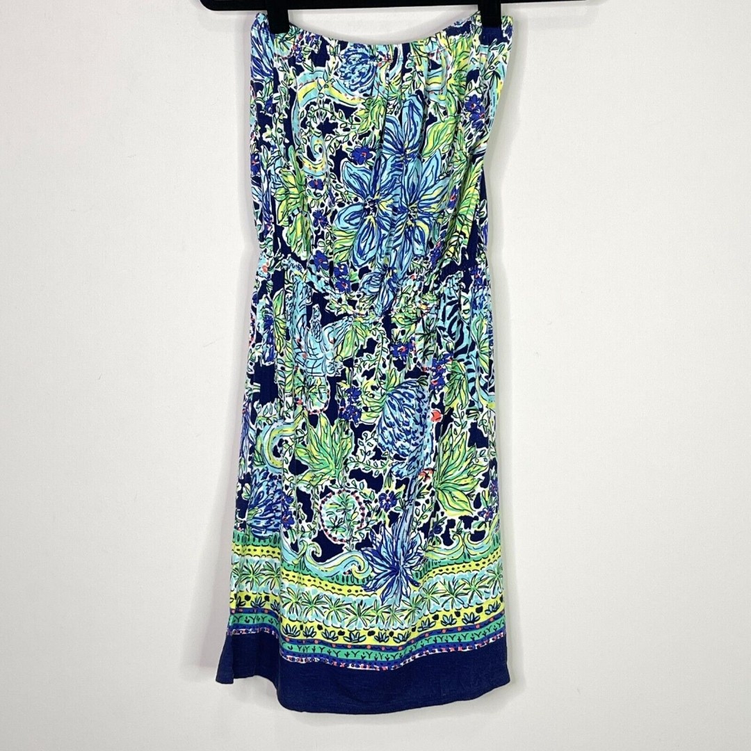 Lilly Pulitzer Escape Artist Print Strapless Mini Dress Women's Size XS