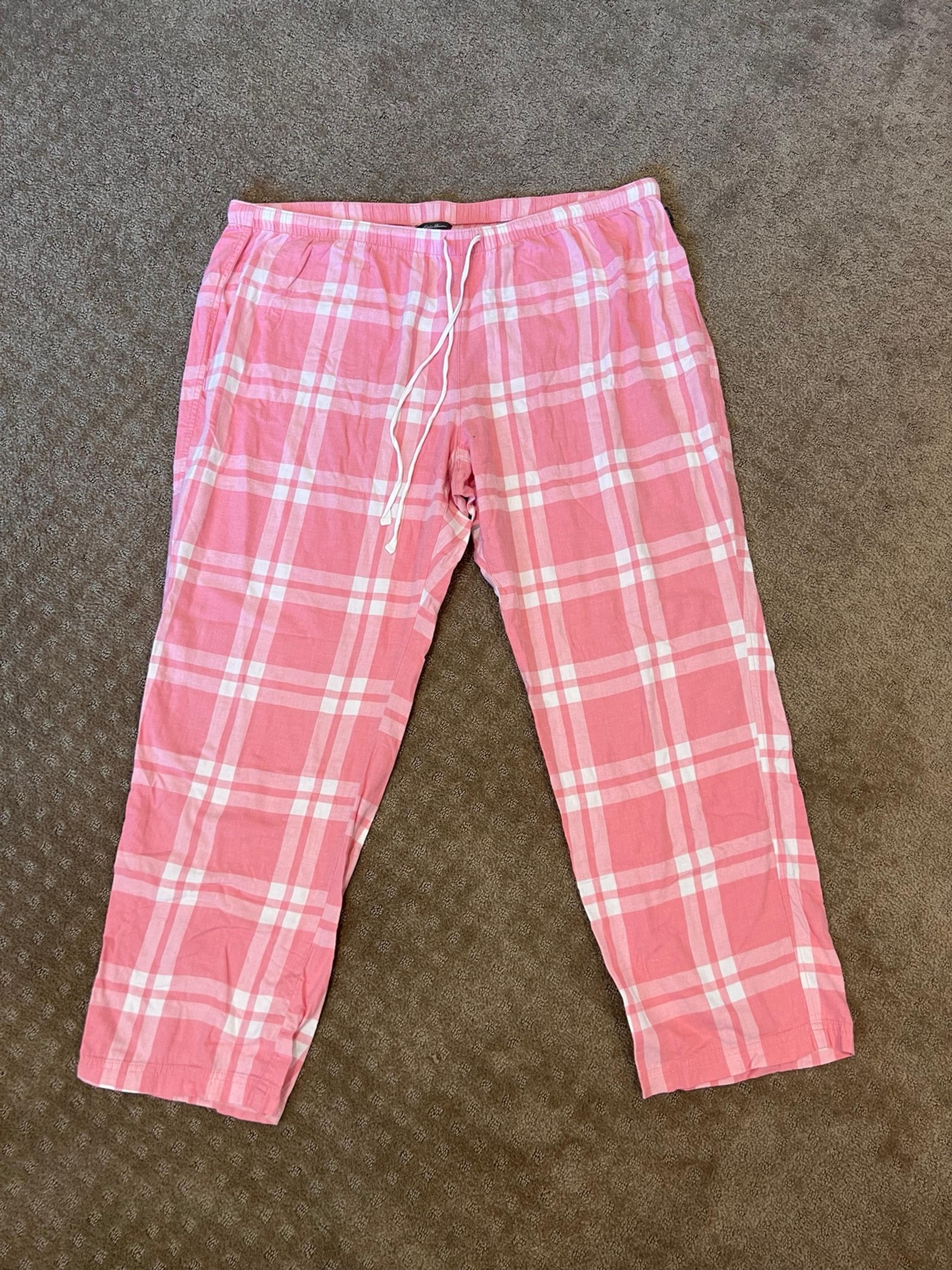 Eddie Bauer Women's Hybernator Sleep Pants pink and white checker plaid size XXL