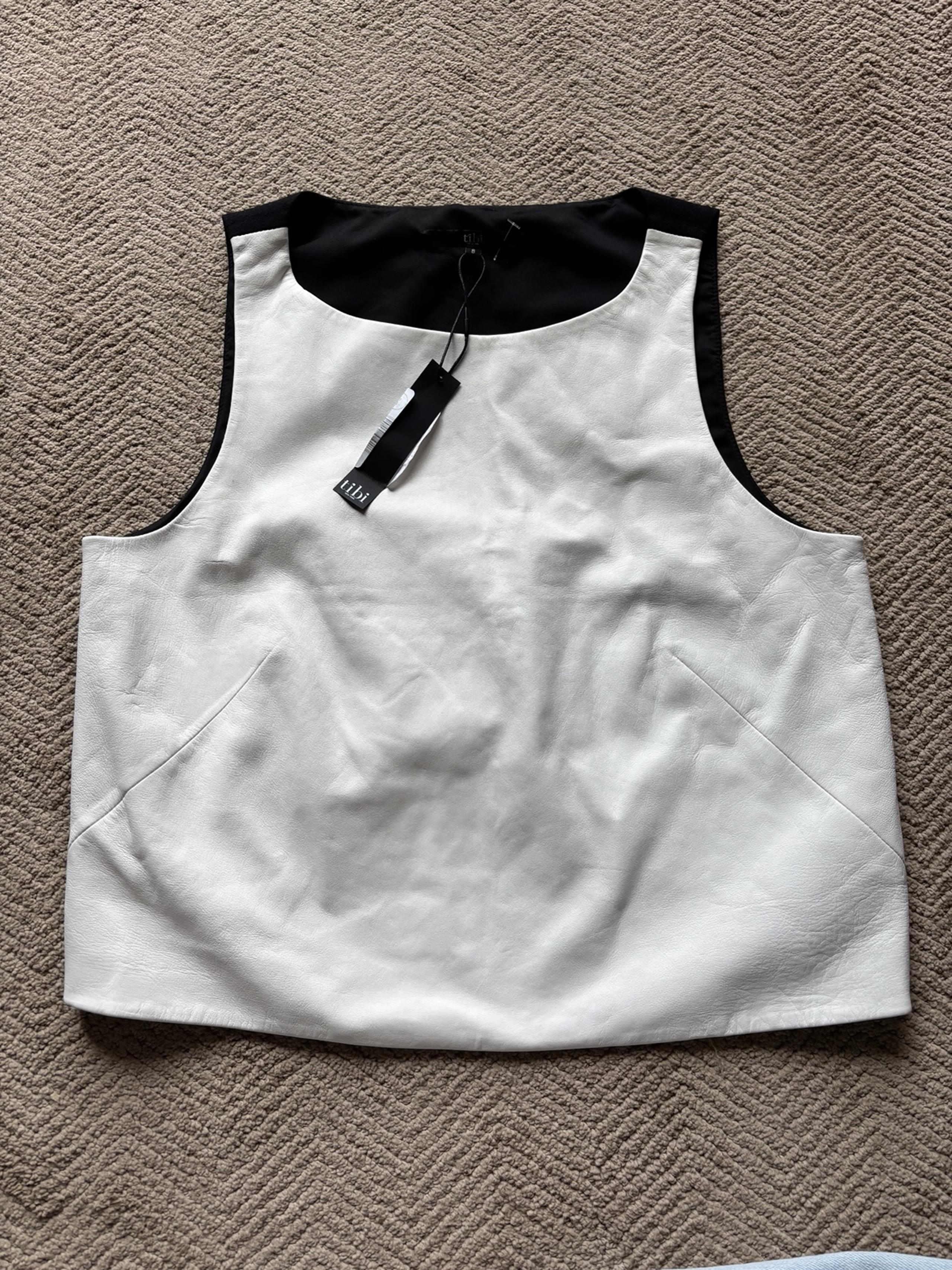Tibi white leather crop top, nwt