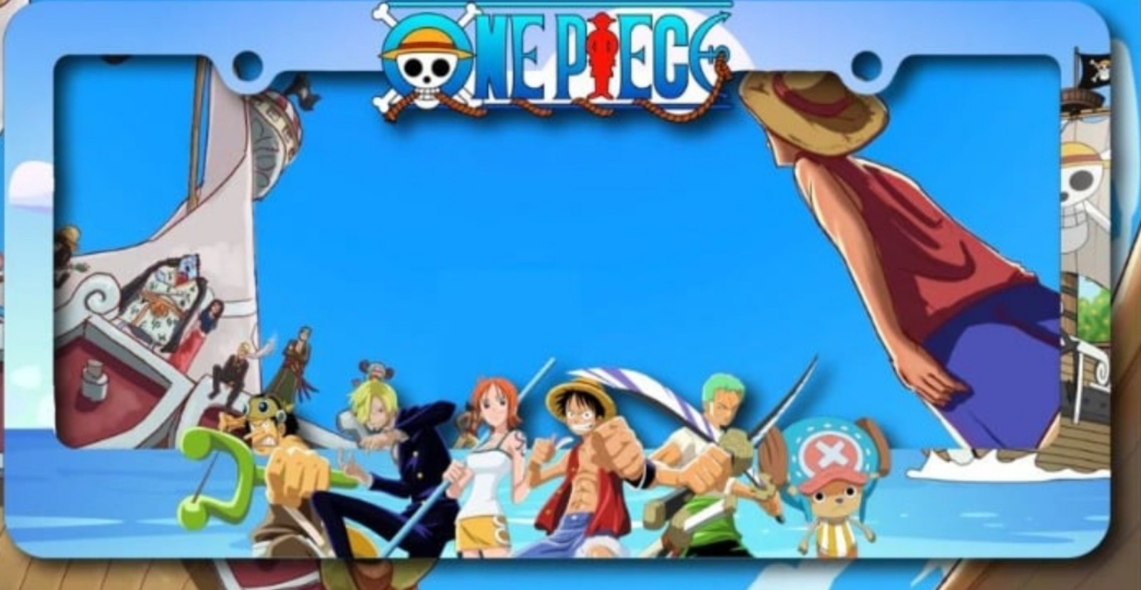 One Piece license plate frame