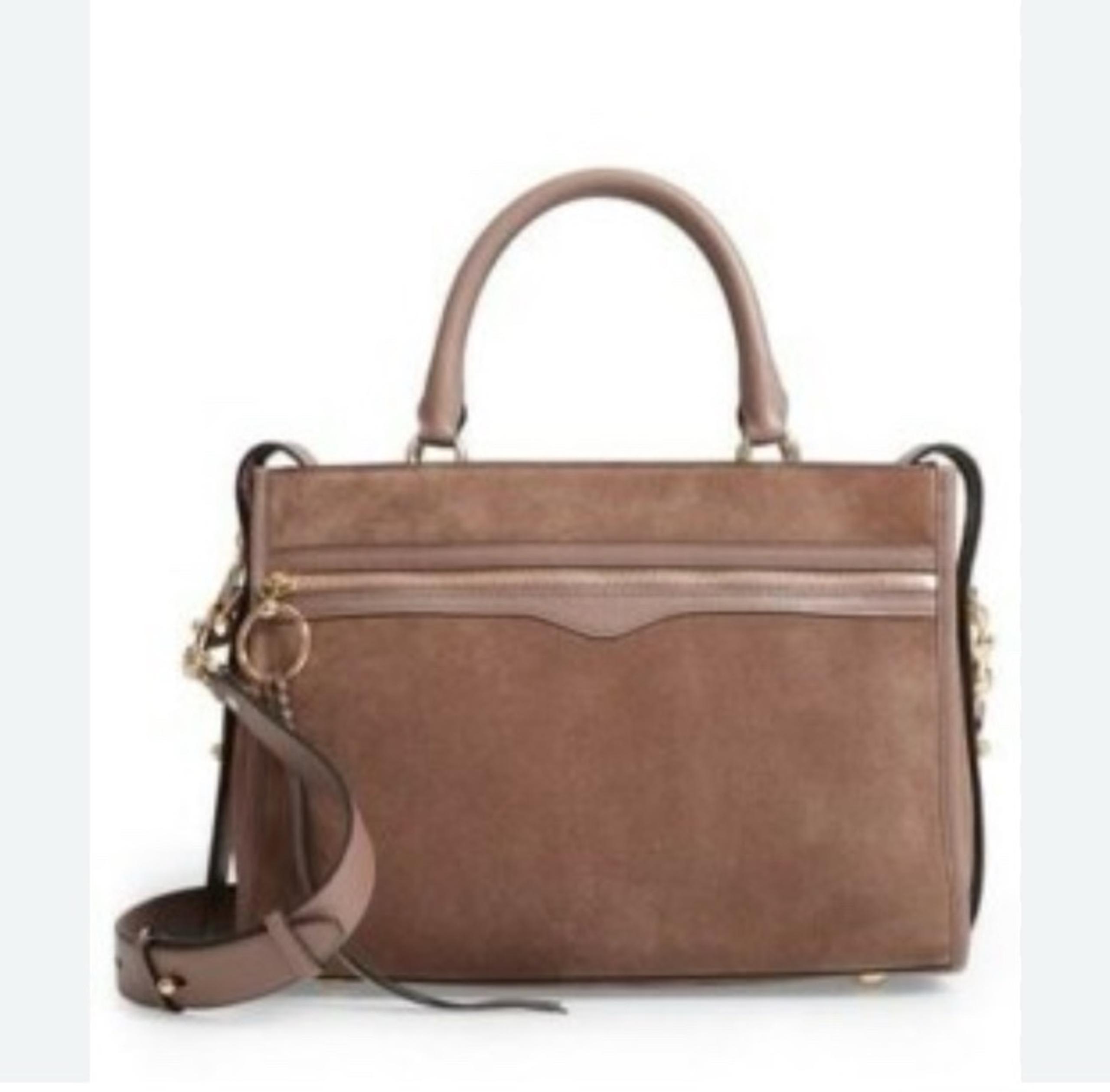 NWT Rebecca Minkoff Bedford Large Suede Satchel In Brown