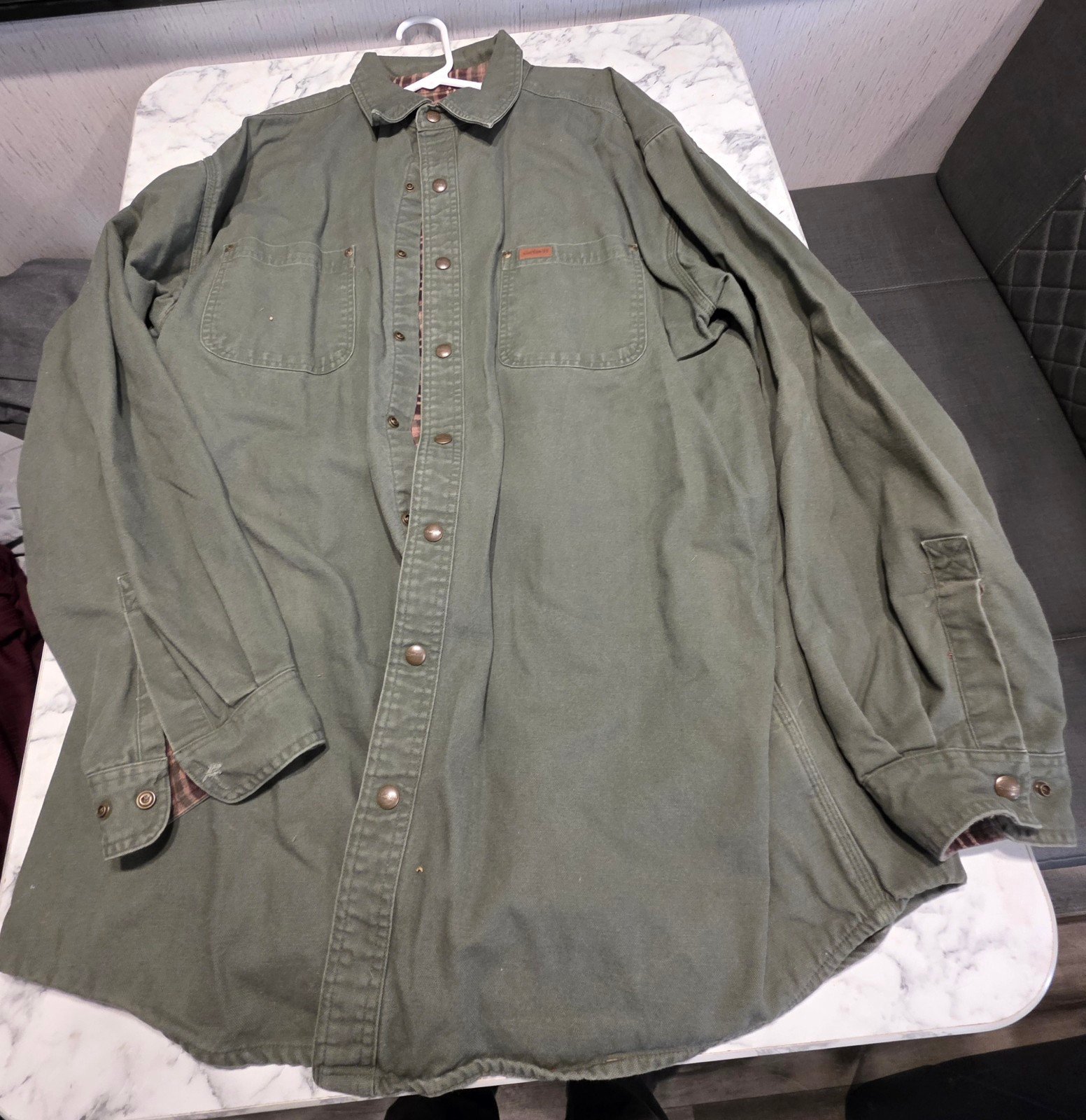Carhartt Snap Button Flannel Lined Canvas Overcoat