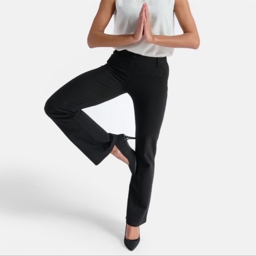 Betabrand Black Yoga Dress Pants Straight Leg Small Petite