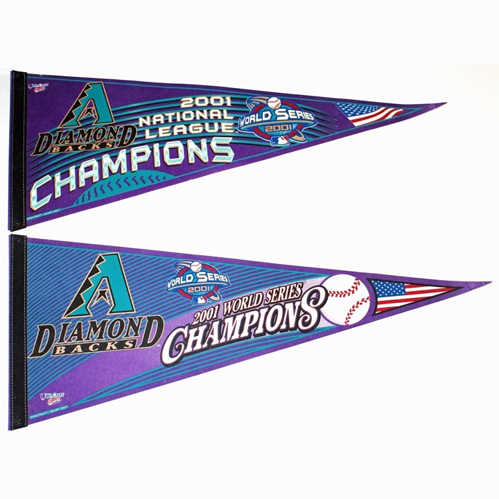 Vintage MLB Diamond Backs Pair of Wincraft 2001 World Series Champions Pennant