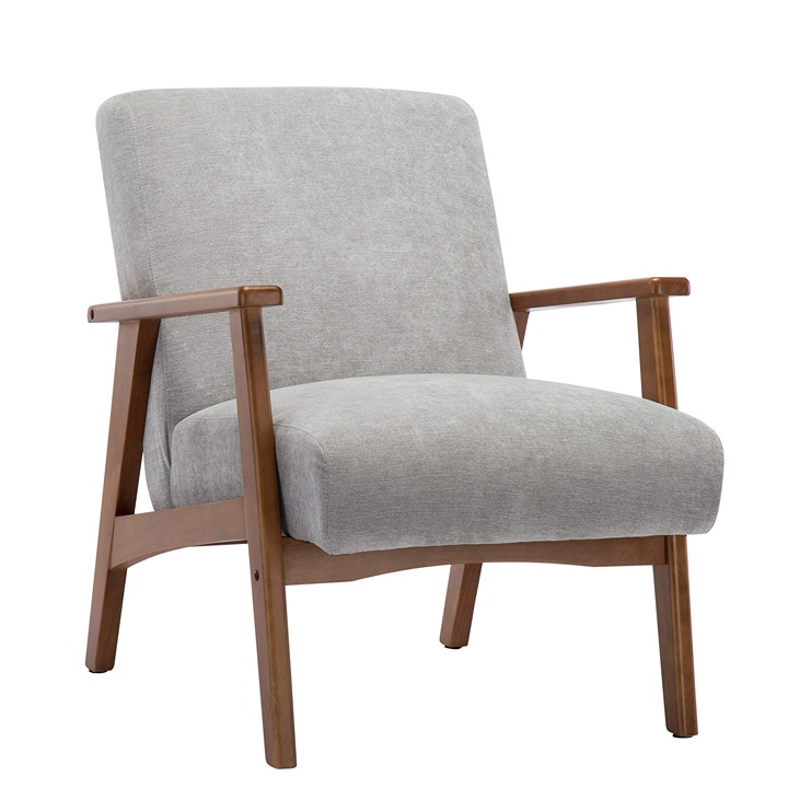 Porthos Home Sena Accent Chair With Wooden Legs & Suede Upholstery - Grey