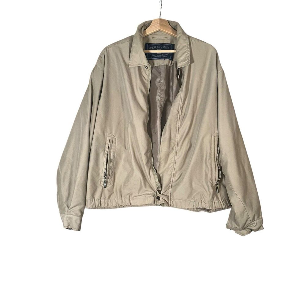 Okief &Okief Men Tan Beige 90s Vintage Airforce Style Bomber Jacket Winter Sz XL