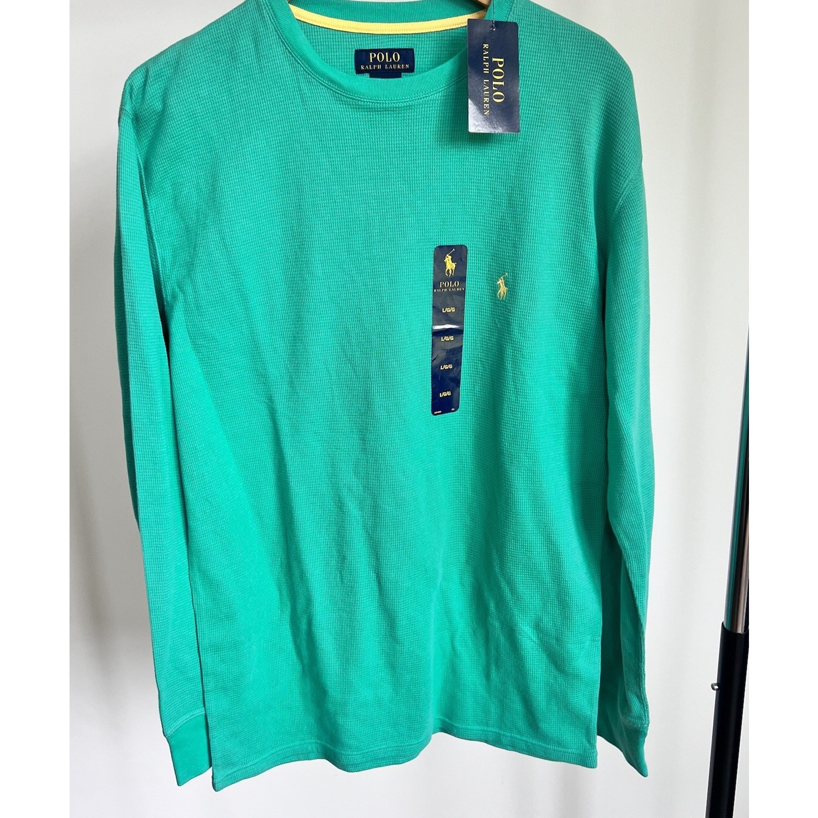Polo Ralph Lauren Shirt Mens Sz Large Waffle Knit Thermal Long Sleeve Pony NEW