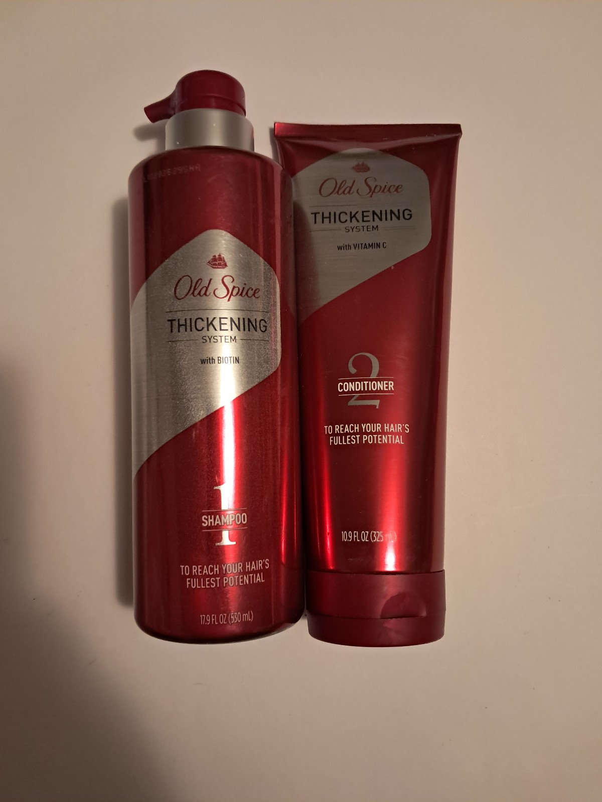 Old Spice Hair Thickening System Shampoo 17.9oz and Conditioner 10.9oz Set- New
