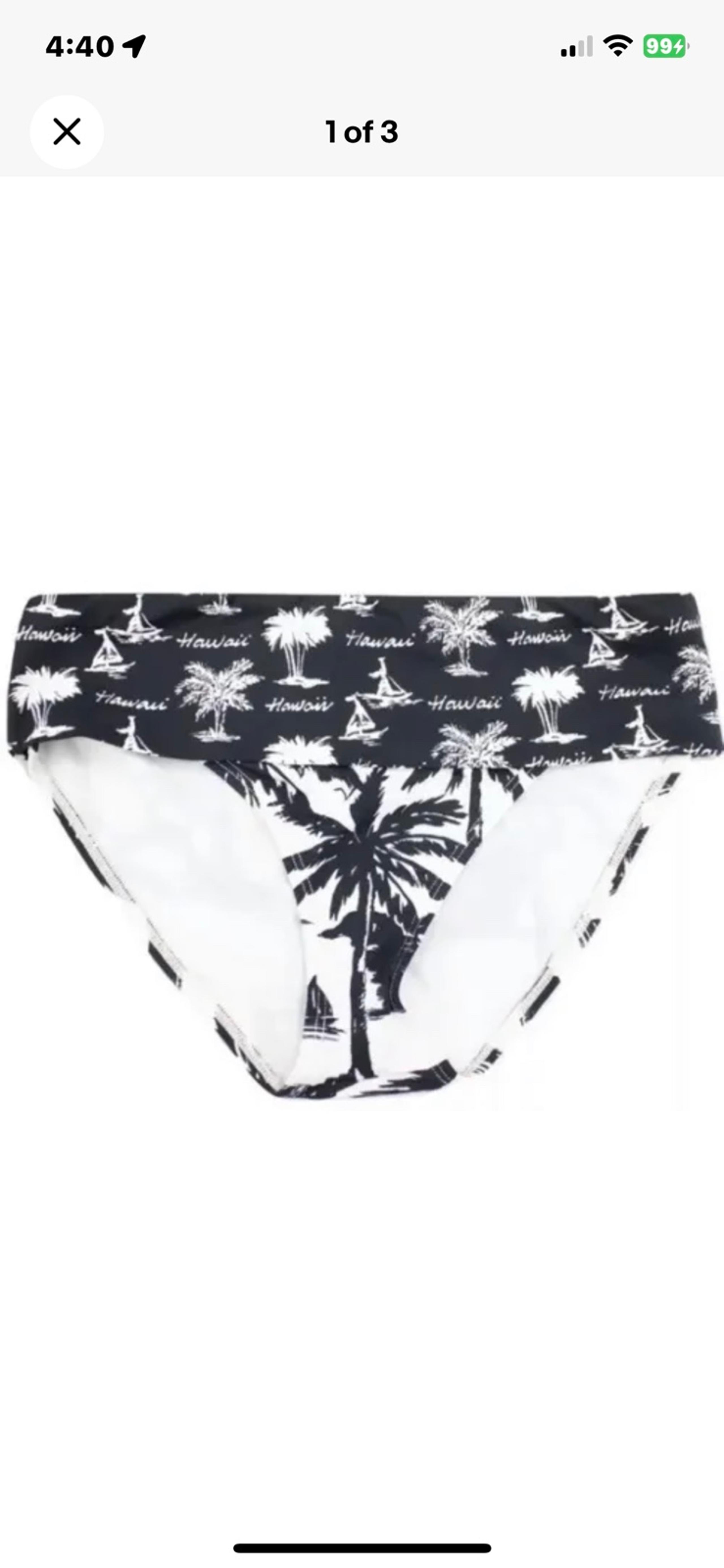 NWOT TOMMY BAHAMA Black & White Hawaii Print Hi Waist Bikini Bottoms Sz S