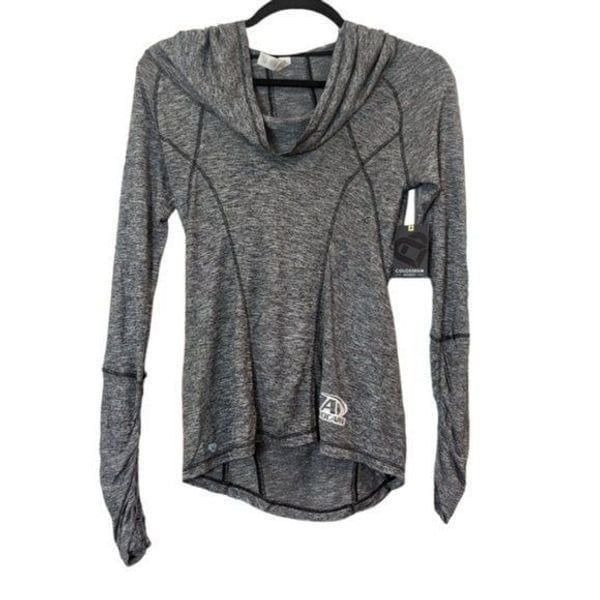 Colosseum Womens Sz XL Gray Heather Cowl Neck Hooded Long Sleeve Activewear Top