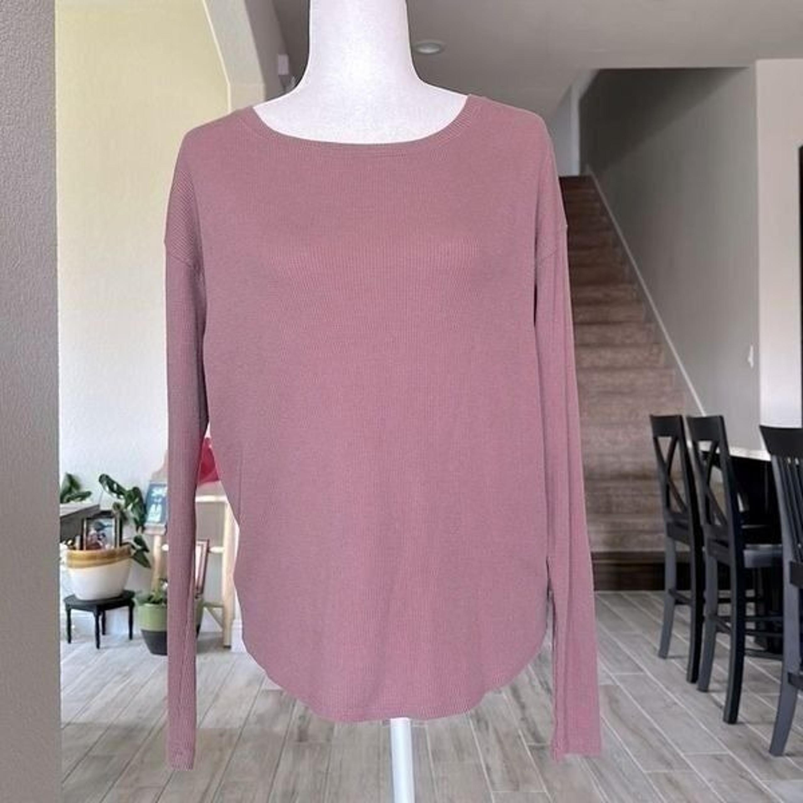 Pink Victoria’s Secret XS Oversized Waffle Knit Long Sleeve Top Layering Lounge
