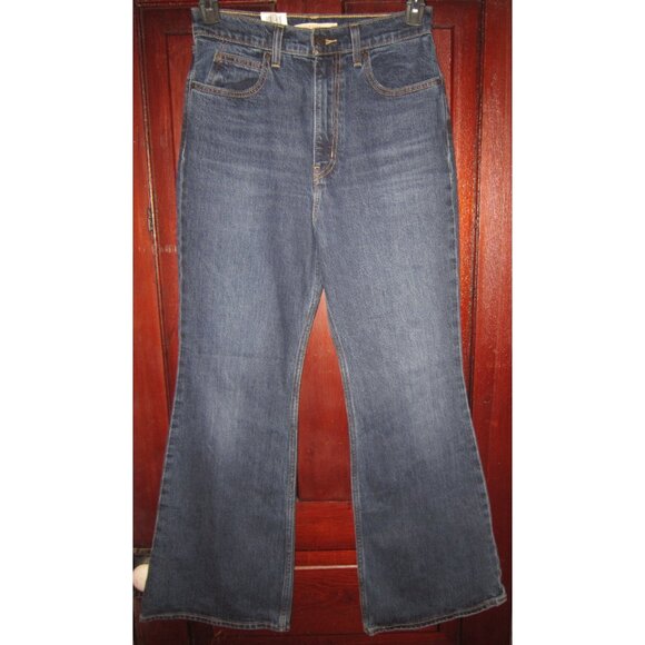 Levi's New Sz 28 Jeans 70s High Flare Wide Blue Denim Pants Ultra High Rise Bell