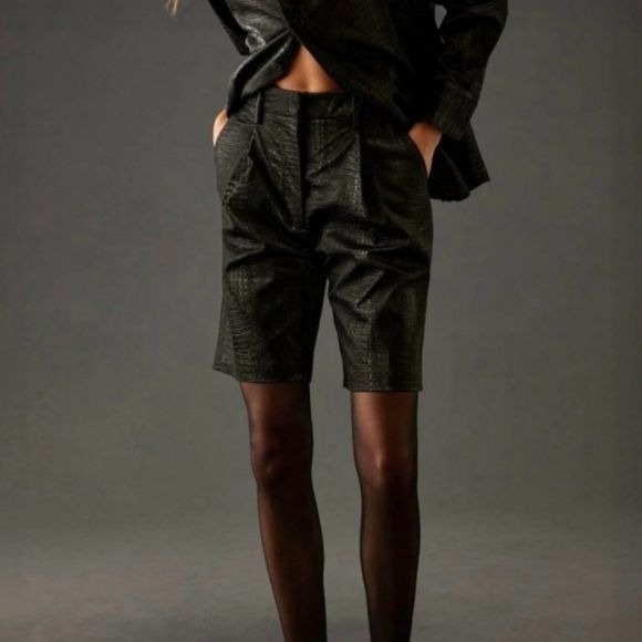 Favorite Daughter The Long Favorite Croc Faux Leather Shorts