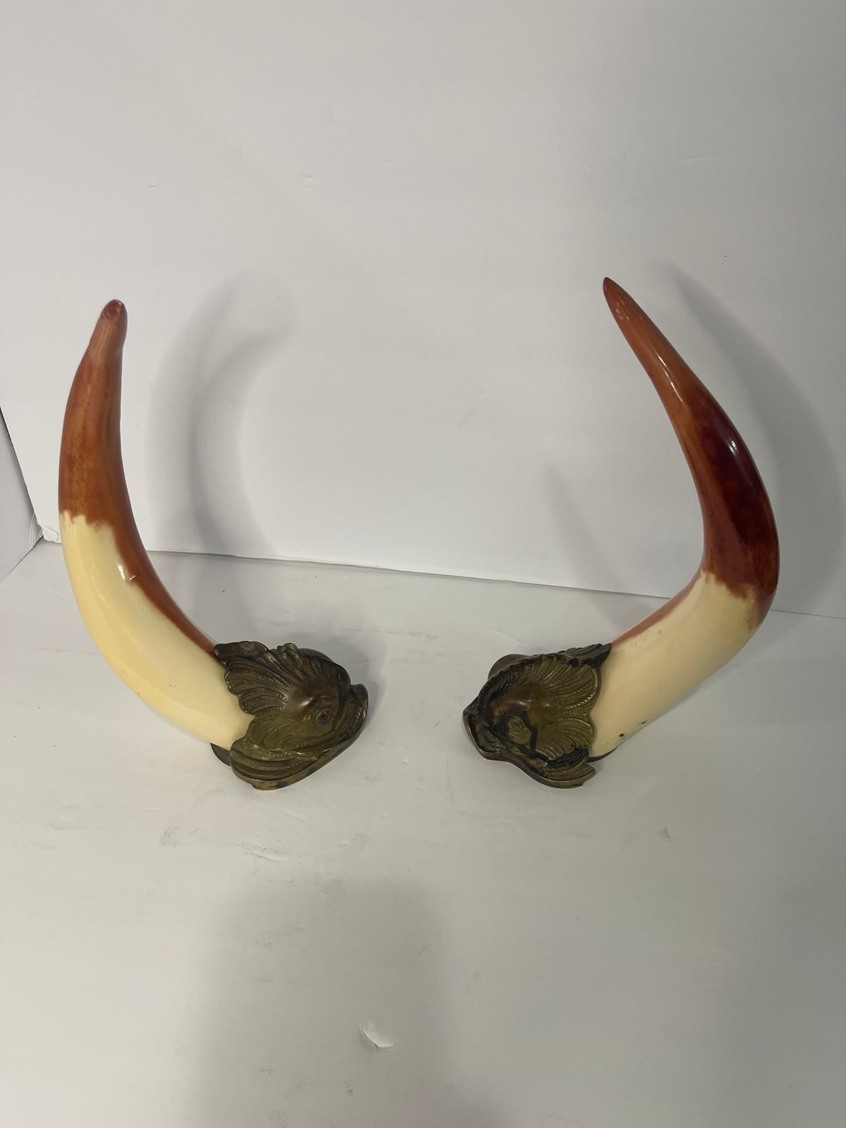 Brass Dolphin Koi Fish Faux  Horn by Hauy Pouigo, Florence, Italy