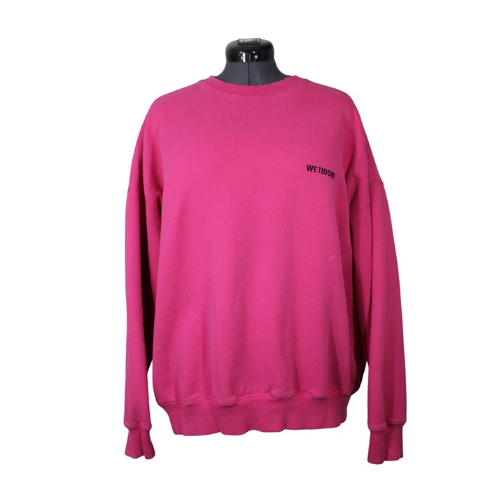 We11done women's crew neck oversized fit round logo hot pink sweatshirt L