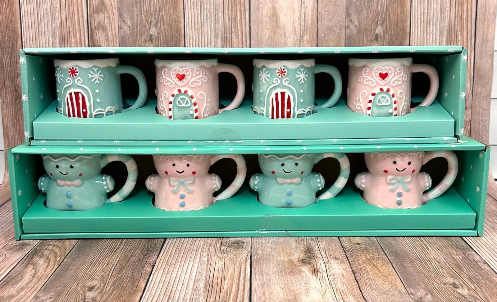 Christmas Lang Pastel Gingerbread House and Gingerbread Expresso Mugs New